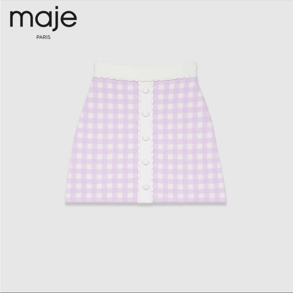 Maje purple gingham woven skirt Jimmy check